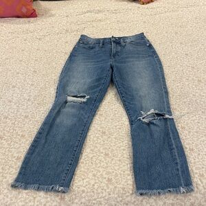 Madewell Straight Leg Distressed Blue Jeans